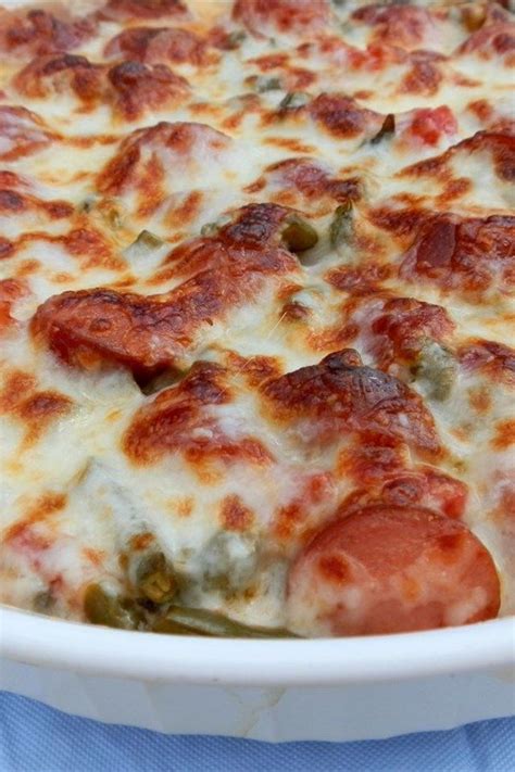Brown sugar or dark syrup bacon slices to cover top of casserole Hot Dog Casserole | Recipe | Hot dog casserole, Food ...