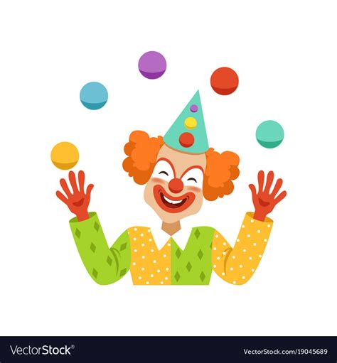 Juggling Circus Clown Avatar Cartoon Friendly Vector Image
