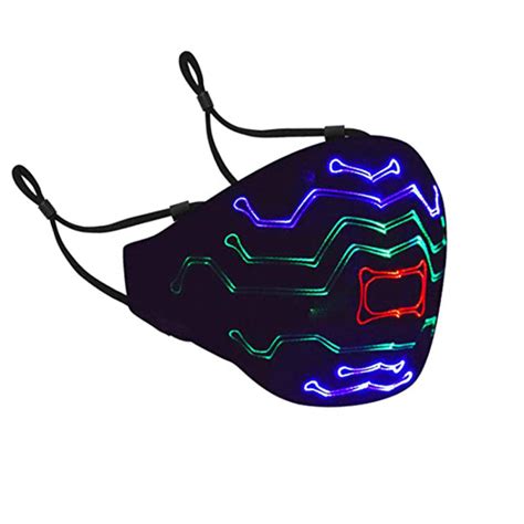 Leadleds Led Rave Mask Voice Activated Led Face Masks Rechargeable Glo