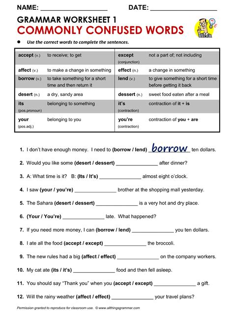 To Too Two A Worksheet For Mastering Commonly Confused Words Style