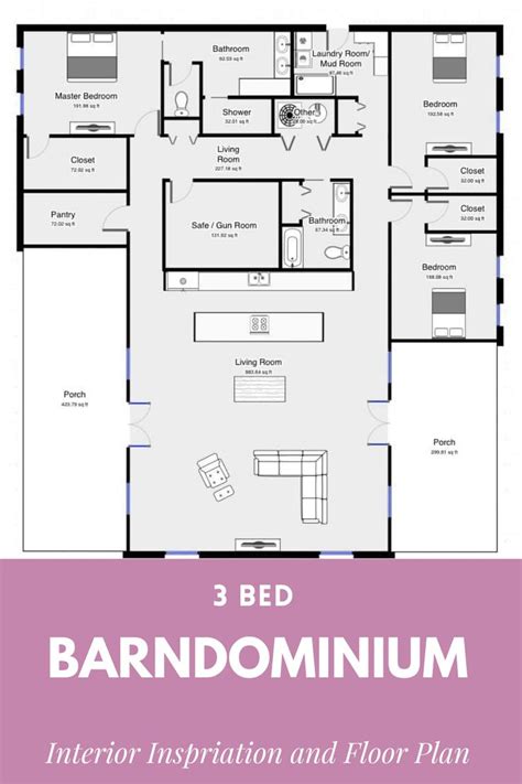 Stunning 3 Bedroom Barndominium Floor Plans Pole Barn House Plans