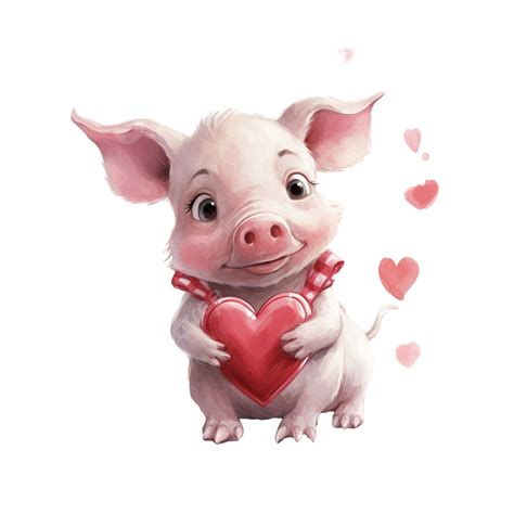 Pig With Heart In Love Valentine S Day Illustration Valentine Heart