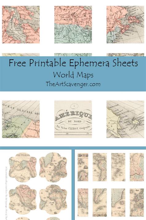 An Old Map With The Words Free Printable Ephemia Sheets World Maps