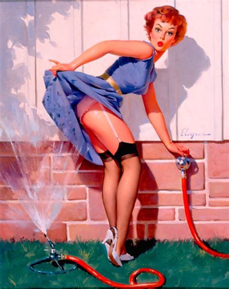 A Near Miss 1960 Oil On Canvas By Gil Elvgren Remembering Pinups Of