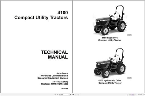 John Deere Compact Utility Tractors 4100 Technical Manual Tm1630 04