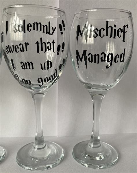 1x Harry Potter Themed Wine Glass With Plain Stem Not Etsy