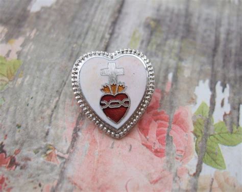 Vintage Sacred Heart Of Jesus Catholic Brooch Lapel Pin Or Tie Tac Etsy