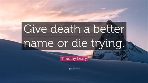 Why do you want to become rich fast? Timothy Leary Quote: "Give death a better name or die trying." (9 wallpapers) - Quotefancy
