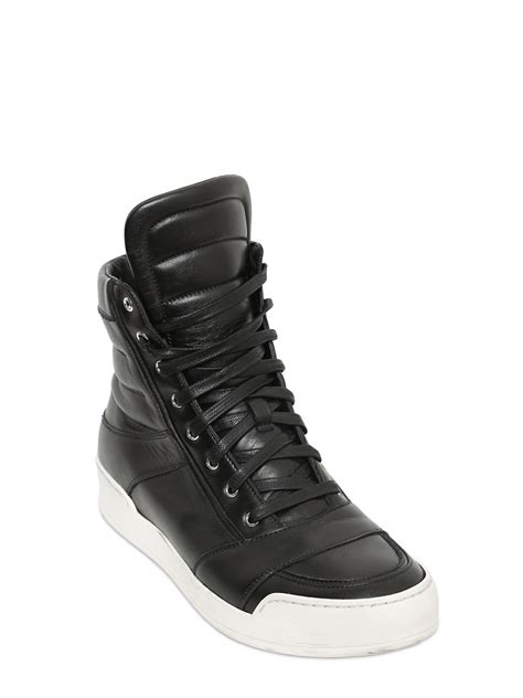 Lyst Balmain Leather High Top Sneakers In Black For Men