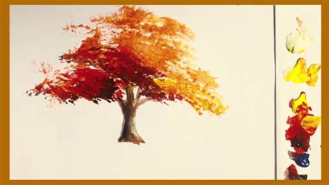 How To Paint An Autumn Tree Using Acrylic Paints Youtube