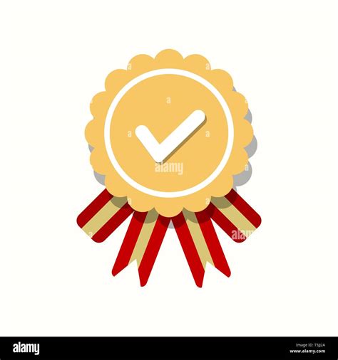 Approved Or Certified Medal Icon In A Flat Design Rosette Icon Award
