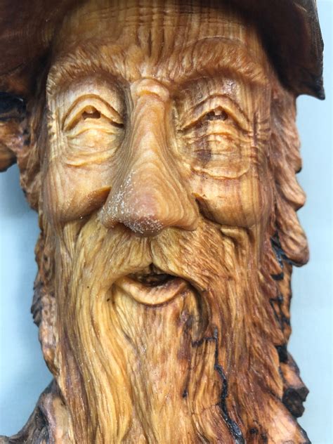 Whimsical Wood Tree Spirit Art Sculpture Wizard Carving
