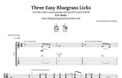 Bluegrass Guitar Tablature By Eric Beaty