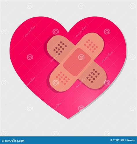 Heart With Medical Bandage Plaster For Medical Care Concept Symbol