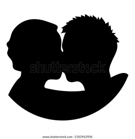 Kiss Couple Love Kissing Black Silhouette Stock Vector Royalty Free