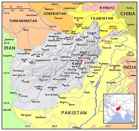 Детальная политическая карта Афганистана с рельефом Афганистан Азия Maps Of The World