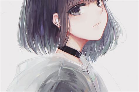 Download 2560x1700 Anime Girl Profile View Choker Short