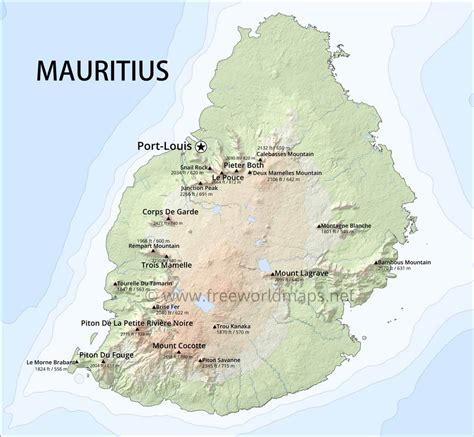 Mauritius Map Geographical Features Of Mauritius Of The Caribbean