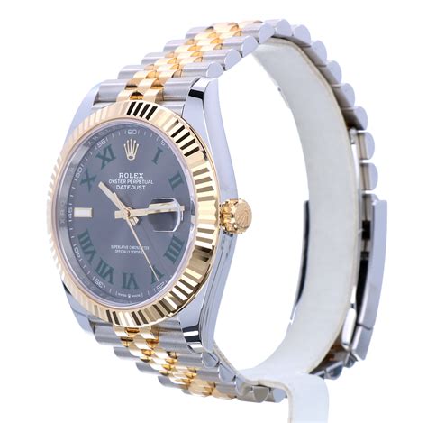 Rolex Oyster Datejust Jubilee Gold Steel Olive Green Diamond Dial 36 Mm