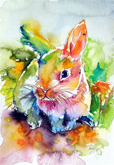 Kovacs Anna Brigitta Cute Rabbit Watercolor Paintings Rabbit