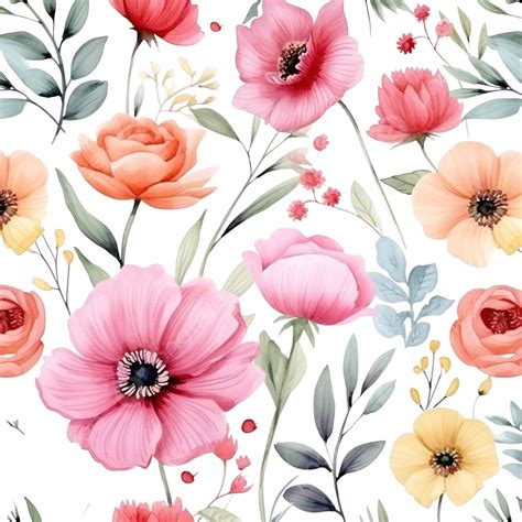Flowers Pattern Watercolor Seamless Watercolor Clipart Tropical