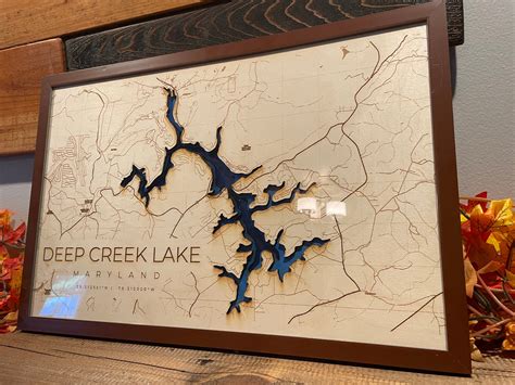 Custom 3 Layer Laser Cut Deep Creek Lake Map With Depth Visualization