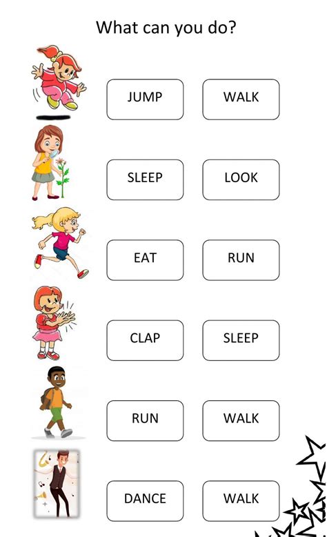 Action Verbs Matching Worksheets Your Home Teacher Artofit