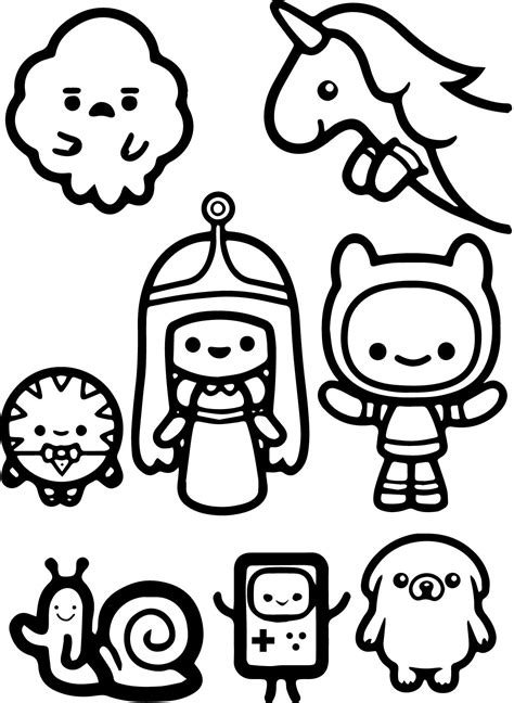 Desenho De Personagens De Hora De Aventura Chibi Para Colorir