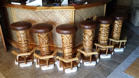 Custom Made Outdoor Tiki 6 Pack Bar Stools By Belly Up Pub