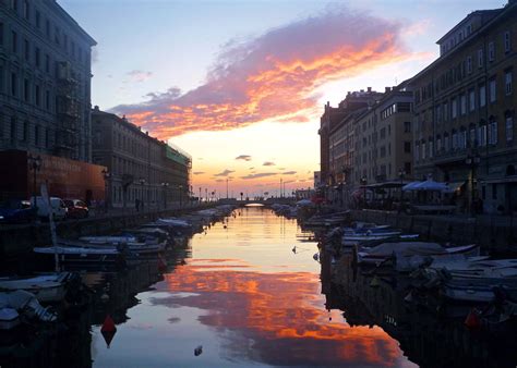 Great savings on hotels in trieste, italy online. Sunset over a large channel at a resort in Trieste, Italy wallpapers and images - wallpapers ...