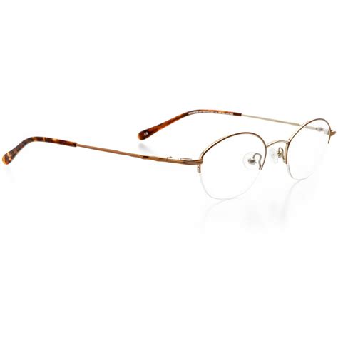 Optical Eyewear Oval Shape Metal Half Rim Frame Prescription Eyeglasses Rx Shiny Gold