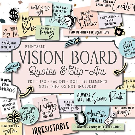 Vision Board Quotes And Clip Art Visioning Printables Etsy Vision