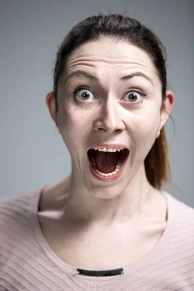 Portrait Of Young Woman With Shocked Facial Expression Stock Image Everypixel
