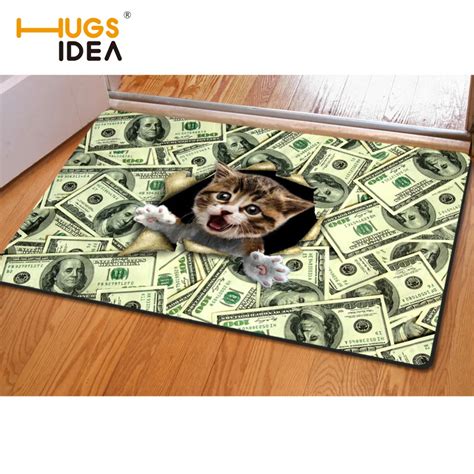 Hugsidea Creative 3d Cat Money Carpet Rugs Floor Mat Funny Play Dog