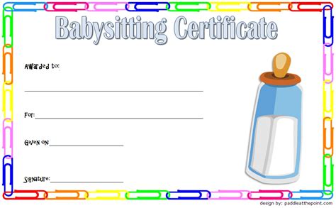 A great gift for a baby shower, give this to an expecting mother to use after the baby is born. Babysitting Certificate Template [8+ LATEST DESIGNS in ...