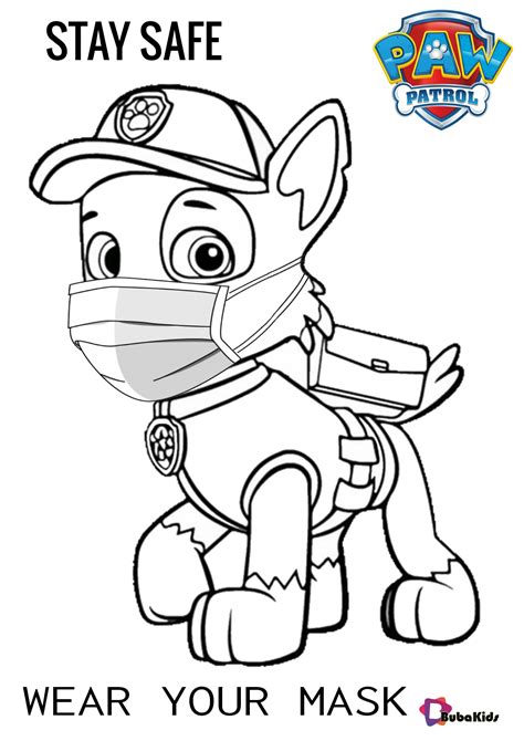 Free printable paw patrol coloring pages. Paw Patrol Stay Safe Wear Your Mask Coloring Page ...