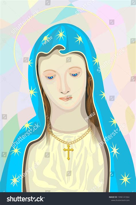 Our Lady Portrait Virgin Mary Wearing Vetor Stock Livre De Direitos