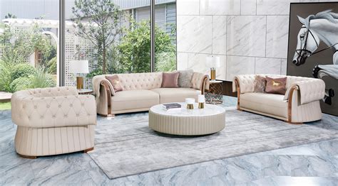 Buttoned Italian Designer Sofa Set Joy Furniture