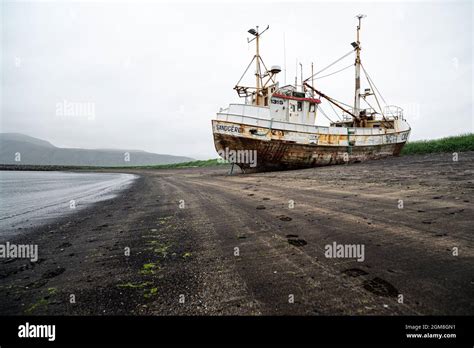 Abandoned Ship In Iceland Stock Photo Alamy