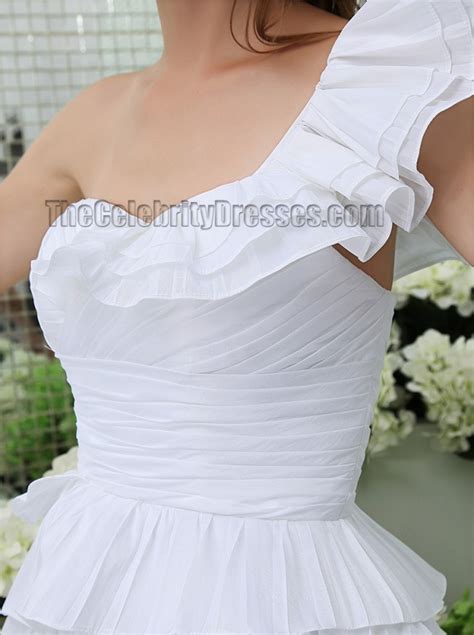 Short Mini White One Shoulder Ruffles Party Homecoming Dresses