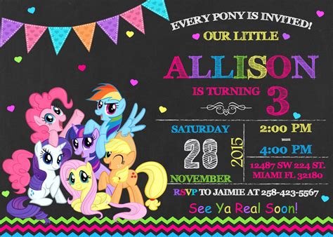 My Little Pony Birthday Invitation My Little Pony Party My Little