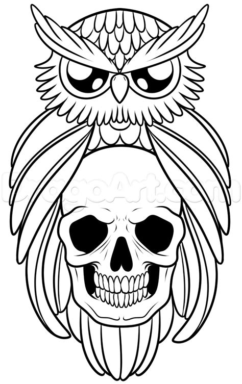 How To Draw An Owl And Skull Tattoo Step By Step Tattoos Pop Culture