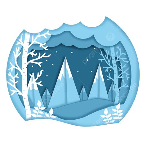 Winter Paper Cut Papercut Winter Paper Cut Style Png Transparent