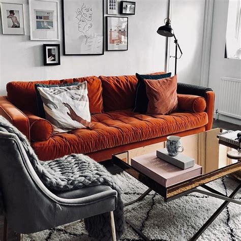 Check spelling or type a new query. Rust orange sofa, white walls, gallery wall inspiration ...