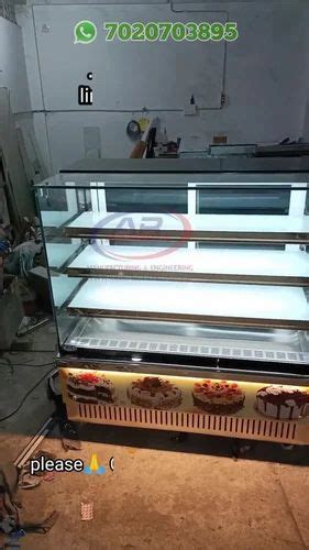 Glass Rectangular Stainless Steel Cake Display Counter For Bakery At