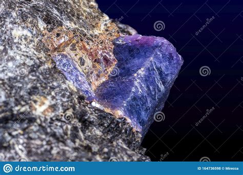 Macro Mineral Raw Uncut Blue Sapphire Crystal Stock Photo Image Of