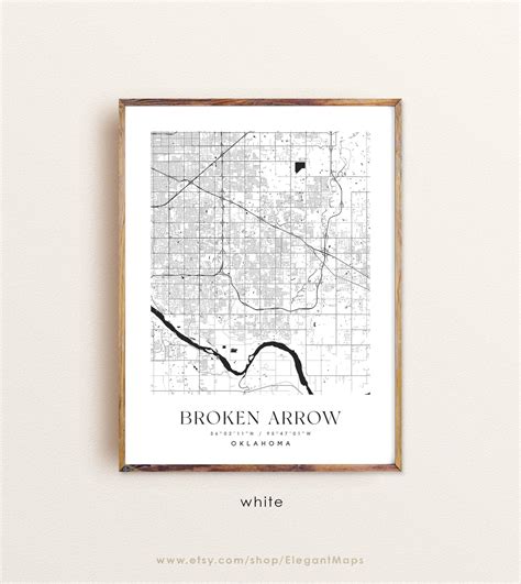 Broken Arrow Oklahoma Map Broken Arrow Ok Map Broken Arrow Etsy