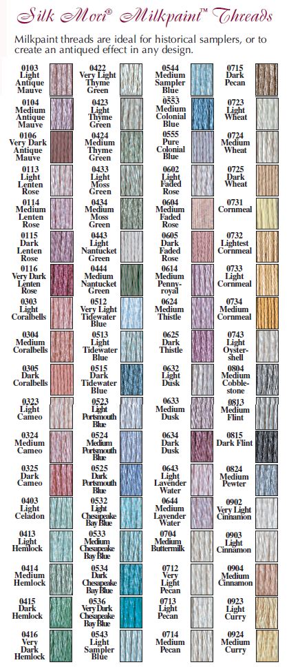 Kreinik Silk Color Chart Chart Cross Stitch Articles