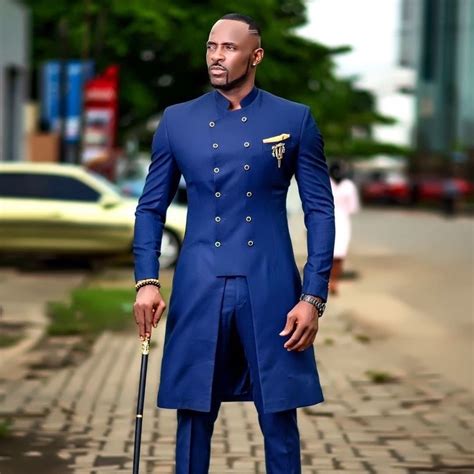 Safari Two Piece Suit In Blue Colour African Men Safari Suit By Fashion Afrikrea