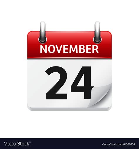 November 24 Flat Daily Calendar Icon Royalty Free Vector